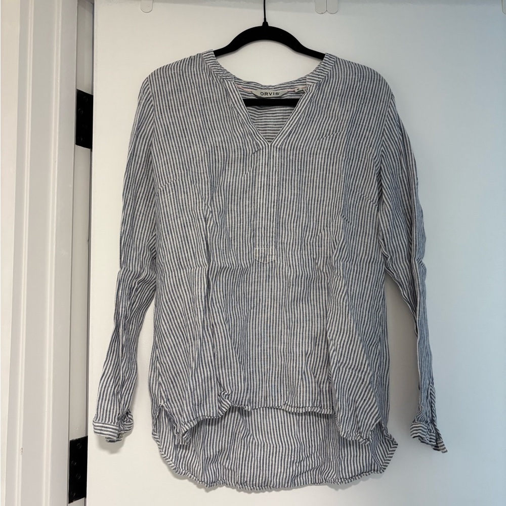 Orvis Blue and White Striped Blouse